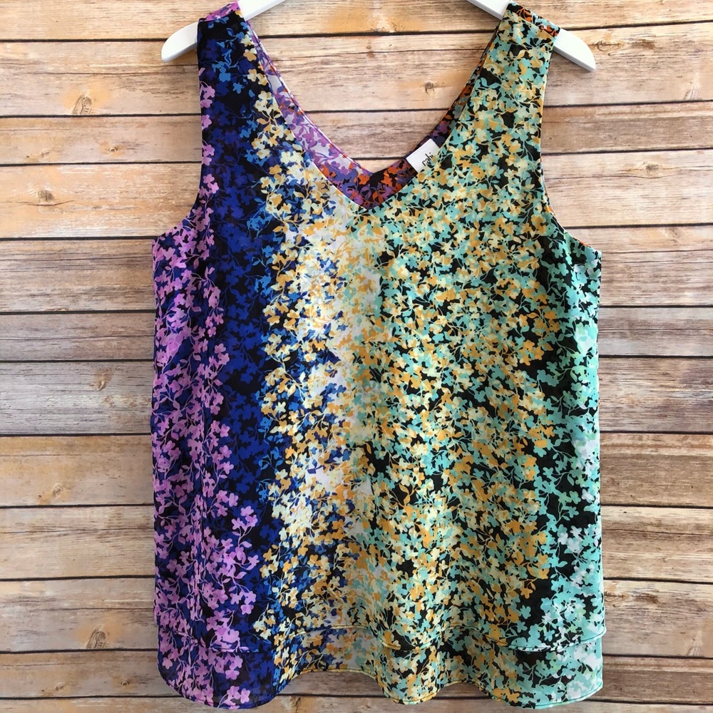 Cabi Tiered Layered Floral Tank Top Blouse Medium